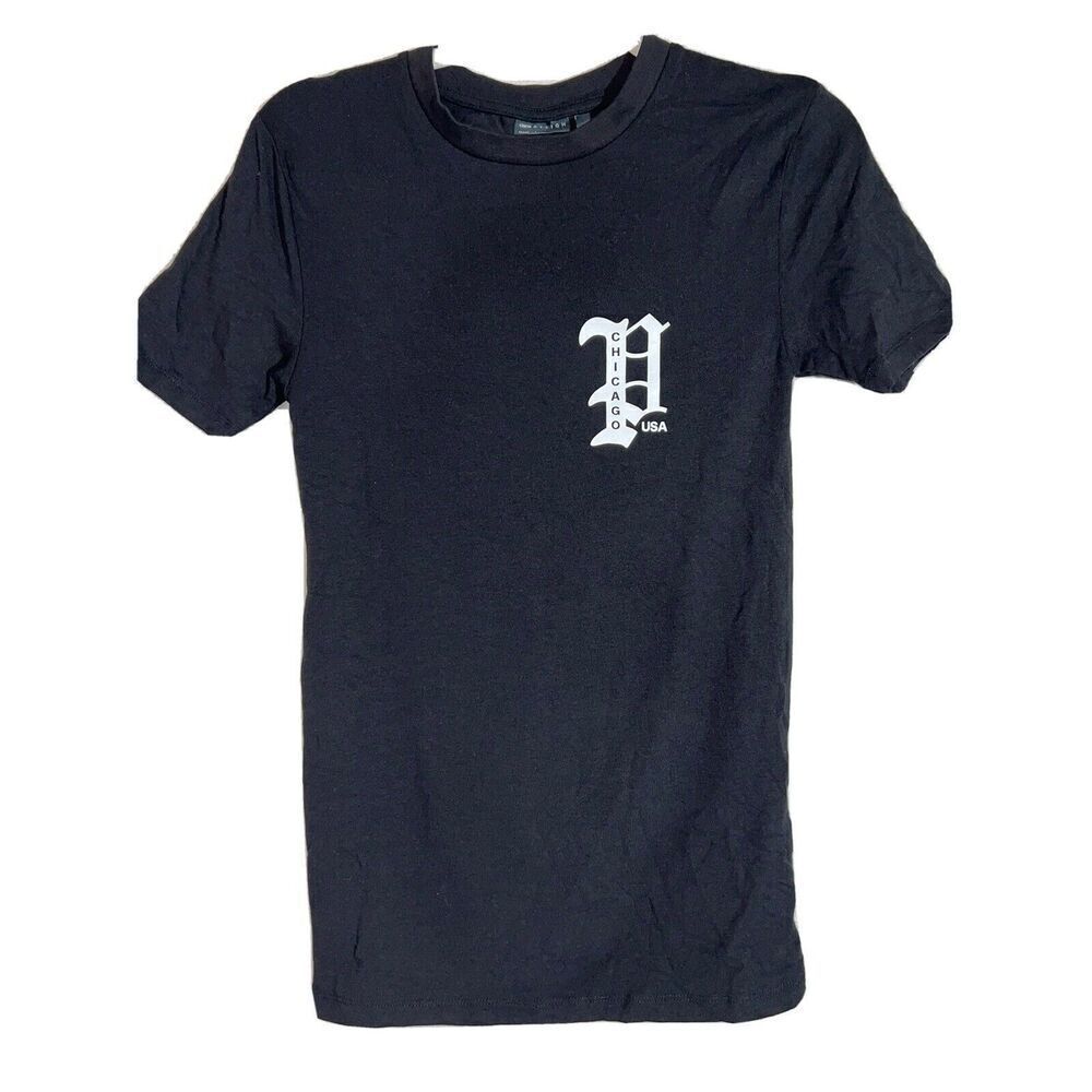 ASOS Black Short Sleeve Graphic Tshirt Chicago XXS